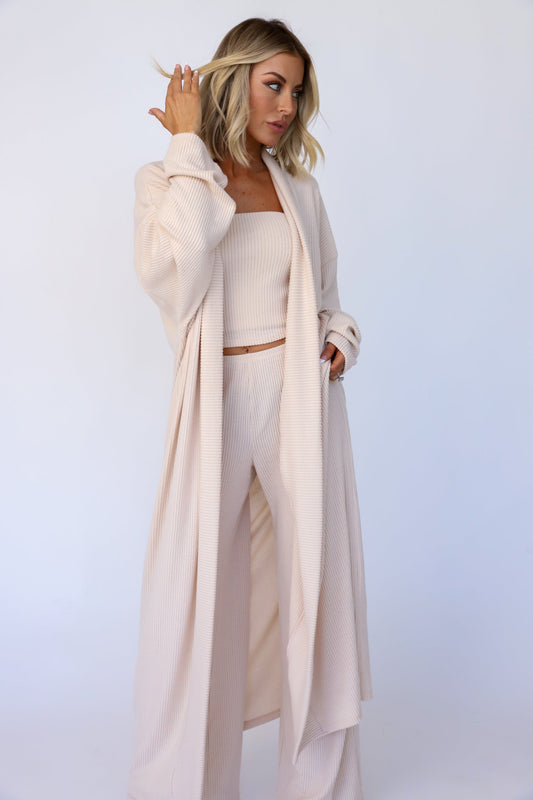 Yacht Club Tube Top Cardigan Pant Set